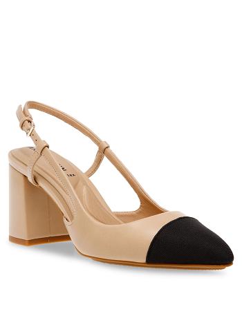 Anne Klein Brinlee Sling Back Pump Høje Hæle Beige Sort | PDKQX91226