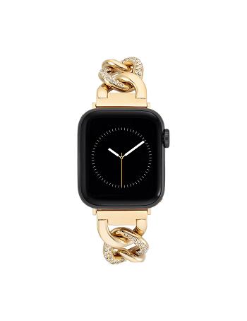 Anne Klein Chain Link Bracelet Band with Premium Crystals Apple Watch tilbehør Guld | QDKUV78037