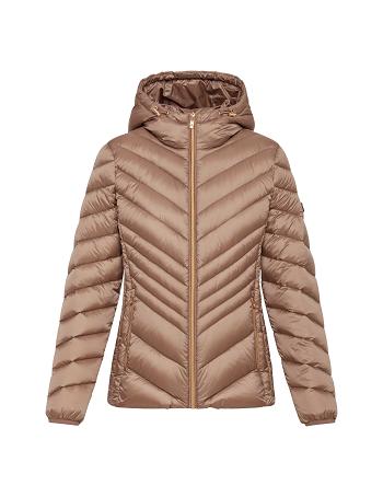 Anne Klein Chevron Packable Puffer Jacket Overtøj Grå Brune | LDKTR34643