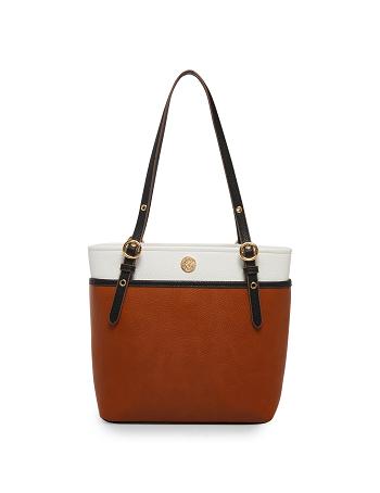 Anne Klein Colorblock AK Perfect Skuldertasker Hvide Sort | BDKSD95698