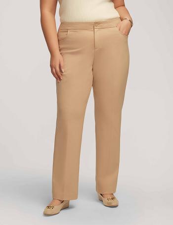 Anne Klein Compression Fly Front Bootleg Pant Plus Størrelse Beige | UDKND25295