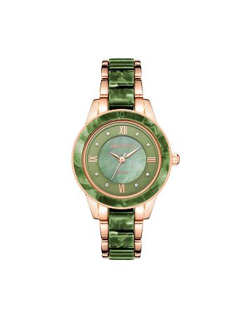 Anne Klein Considered Solar Powered Resin Watch Best Bestsellere Grøn Lyserød Guld | DKZDE17263