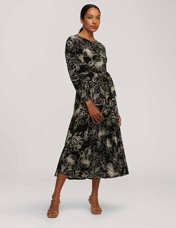 Anne Klein Crew Neck With Bow Kjole Sort Hvide | PDKQX65667