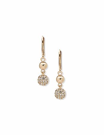 Anne Klein Gold-Tone Leverback Fireball Double Drop Gennemborede øreringe Guld | DKNZX13251