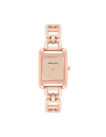 Anne Klein Heritage Link Bracelet Watch Rektangulær Lyserød Guld | DKIIZ51184