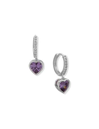 Anne Klein Hoop With Heart Stone Drop Gennemborede øreringe Grå Sølv | EDKHC70830