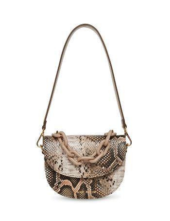 Anne Klein Mini Convertible With Resin Chain Crossbody Taske Slangeprint Grå | GDKUC30376