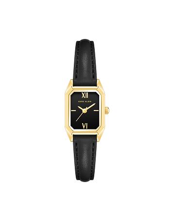 Anne Klein Octagonal Case Páskové Watch Læder Guld Sort | GDKEC49831