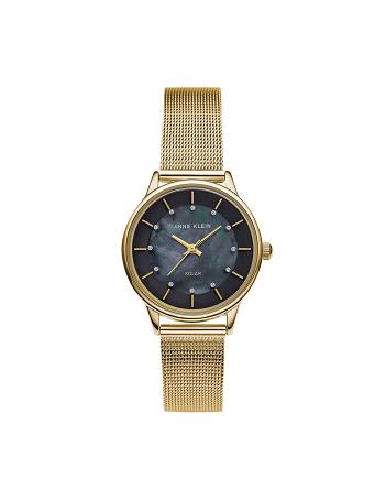 Anne Klein Solar Powered Mesh Watch Taget i betragtning Guld Sort | MDKHR57762