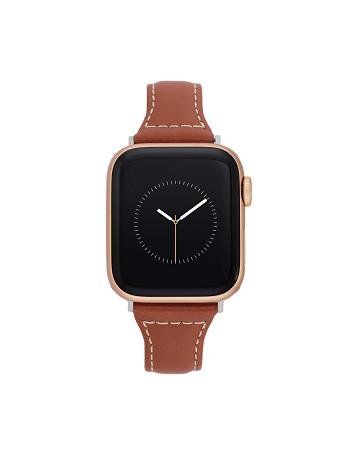 Anne Klein Stitched Band for Apple Watch® Læder Brune Sølv | XDKBH73401