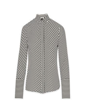 Anne Klein Stripe Blouse With Slit Cuffs Best Bestsellere Striber | QDKWA36081
