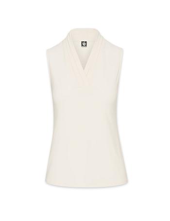 Anne Klein V-Neck Triple Pleat Top Best Bestsellere Hvide | XDKGW94751