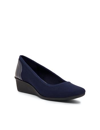Anne Klein Wisher Wedge Høje Hæle Mørkeblå | ZDKMJ52155